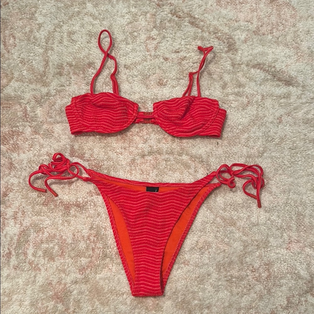 MALA - MATO RED TERRY TOWELLING BALCONETTE BIKINI SET
